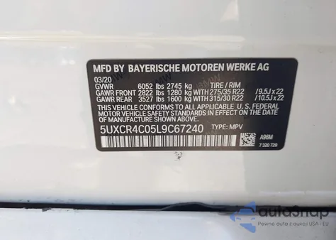 2020 BMW X5 Sdrive40I from USA, damaged, VIN 5UXCR4C05L9C67240